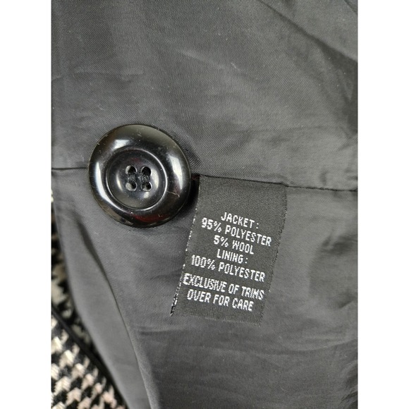 IZ Byer California Women Black White Houndstooth Double Breasted Peacoat Size‎ L - Picture 7 of 8